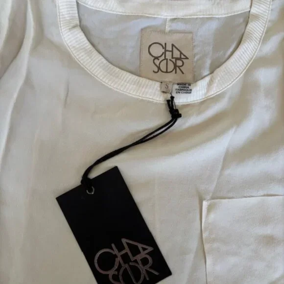 Chaser Ivory Silk Long Sleeve Pullover Top Blouse NWT Small - Picture 4 of 7